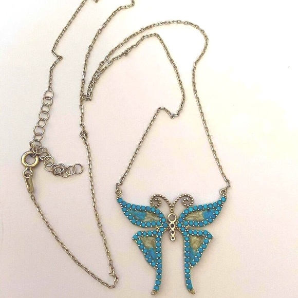 🦋925 Silver butterfly turquoise enamel necklace - Picture 9 of 9